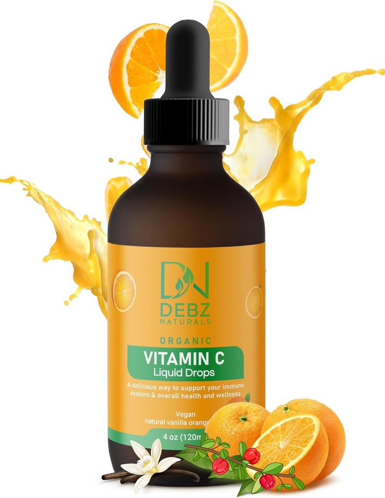 Biologische Vitamin C druppels - Immune Support Supplement - Vegan - Made in USA - 4 oz - Handig - Smakelijk