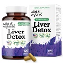Wild & Organic Liver Detox Capsules - Milk Thistle, Dandelion Root, Turmeric Liver Cleanse Support - Silymarin Milk Thistle Supplement - 120 Vegan Capsules - 2-Month Supply - Non-GMO