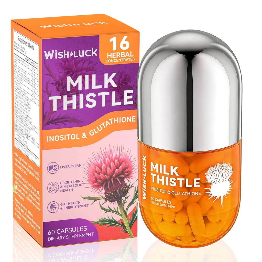 Détox de nettoyage du foie pour les femmes: Thistle de lait avec dandelion pour le soutien du foie, l'inositol et le glutathion pour la santé métabolique antioxydante non-OGM 60 Capsules
