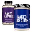 NAKED Pure Micronized Creatine Monohydraat 200 Servings + Pure L-Glutamine 240 Capsules Bundel: Vegan, Non-GMO, Glutenvrij. Minimaliseer Spierverdeling en Verbeter eiwitsynthese. Niets kunstmatigs