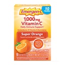 Emergen-C 1000mg Vitamine C Poudre pour Imune quotidienne Soutien Sans caféine Suppléments de vitamine C avec le zinc et le manganèse, B Vitamines et électrolytes, Super Orange Flavor - 10 Compte