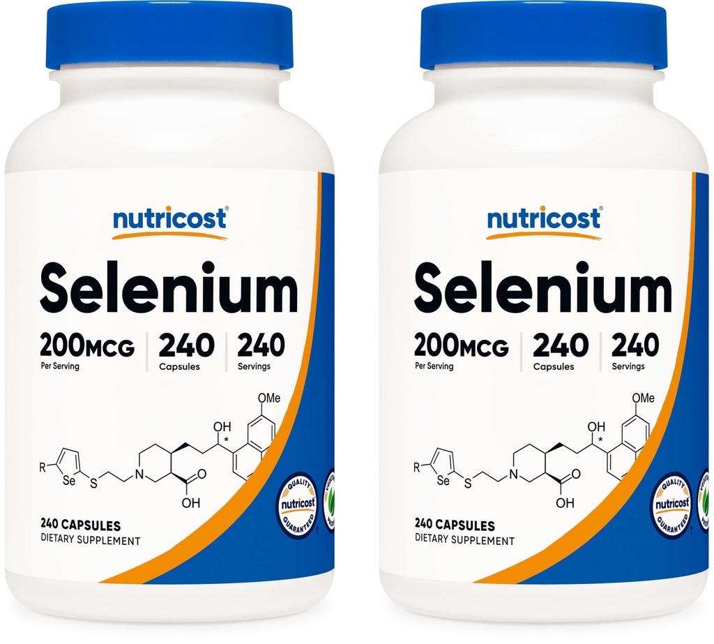 Nutricost Selenium 200mcg, 240 Veggie Caps (2 flessen) - Non-GMO, Glutenvrij L-Selenomethionine