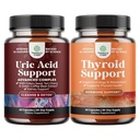 Ensemble d'extrait de haricot de café vert pour le nettoyage et la désintoxication de l'acide urique avec cerise à tartmer et cerise et complexe de soutien à la thyroïde à base de plantes avec L Tyrosine, Bladderwrack, Sélénium et Ashwagandha pur