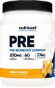 Poudre complexe Nutricost Pre-Workout (60 portions, pêche Mango) - Supplément pré-entraînement avec les acides bêta-alanine, taurine et amino