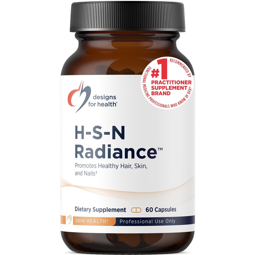 Designs for Health H-S-N Radiance - Les ongles de la peau des cheveux Vitamines pour les femmes et les hommes - Promouvoir les cheveux sains, l'élasticité de la peau et les ongles forts avec la vitamine C, biotine, kératine et botaniques (60 capsules)