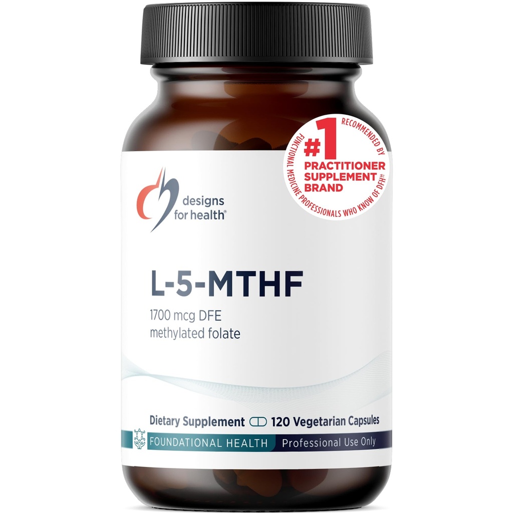 Conceptions pour la santé L 5-MTHF - Supplément de méthylfolate de Quatrefolic L 1mg (1700mcg DFE) - Supplément de folate de méthylate pour les femmes et les hommes - Soutien à la méthylation - Non-OGM, sans gluten (120 capsules)