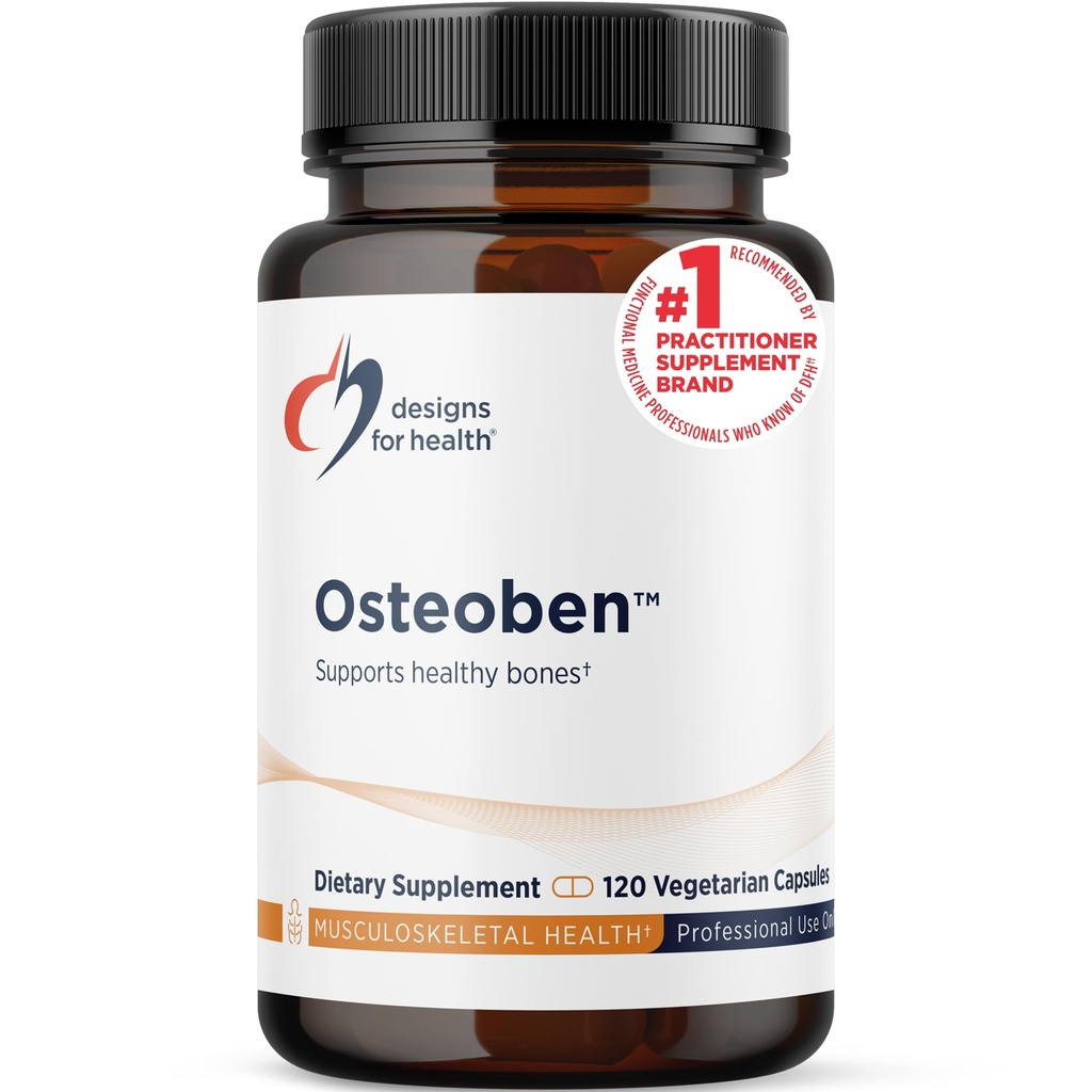 Designs for Health Bone Support Formula - Osteoben met Soy-Free Genistein Complex - Non-GMO Bone Vitamins Supplement met Vitamine D, K, Zink, Calcium + Magnesium (120 Capsules)