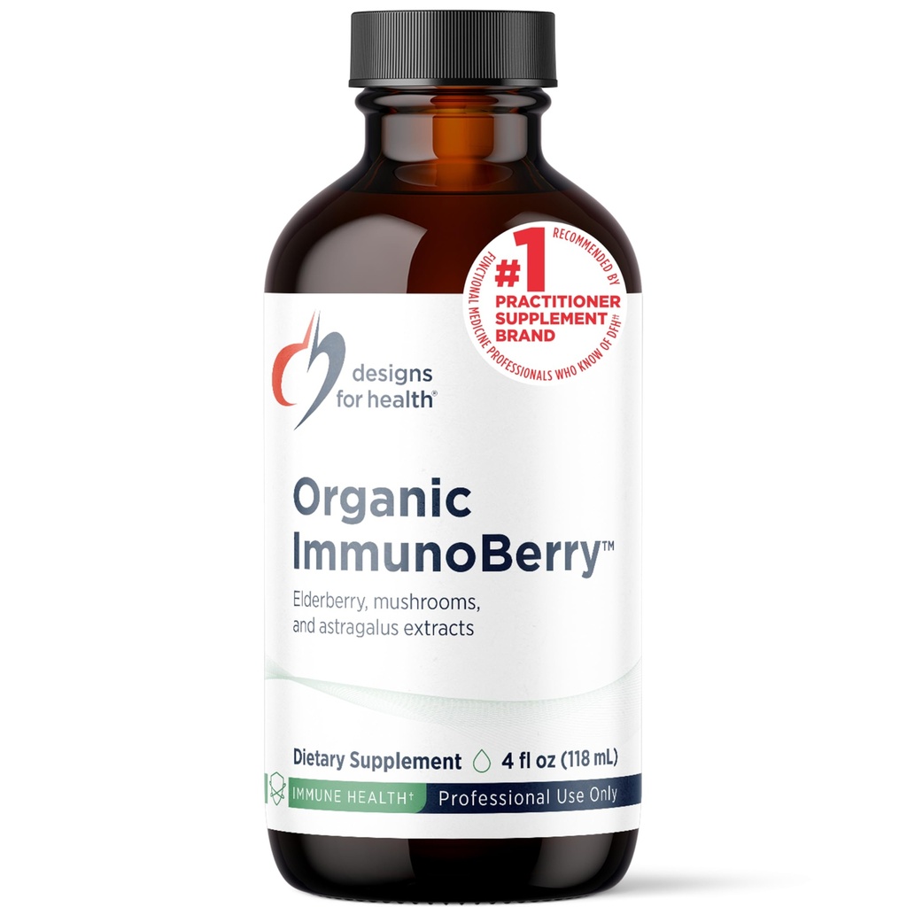 Ontwerpen voor Gezondheid Vlierbes Siroop met Wild Cherry Bark - Biologische ImmunoBerry Liquid - Astragalus, Shiitake + Maitake Mushroom - Immune Ondersteuning Supplement voor Volwassenen + Kinderen (118 Servings / 4oz)