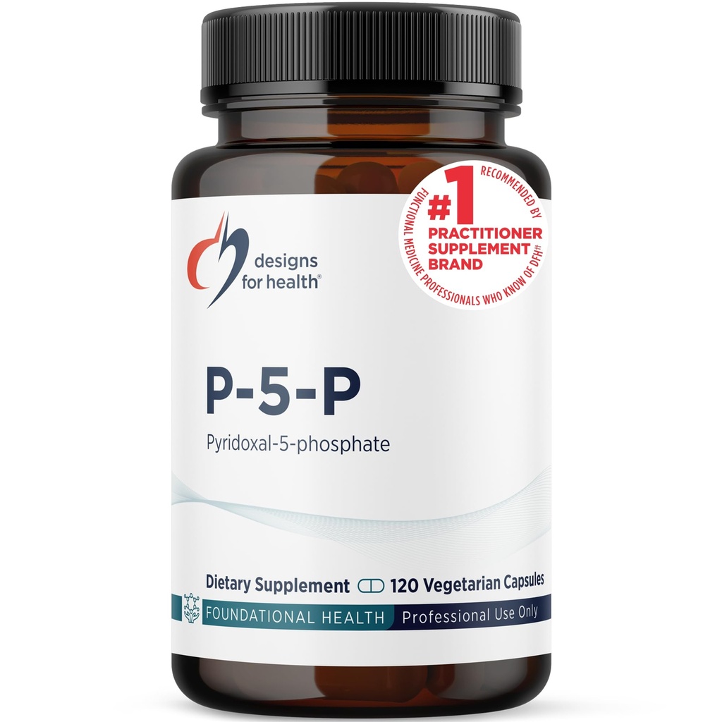 Designs for Health P-5-P - 50mg Vitamin B6 (P5P Pyridoxal-5-Phosphate) Supplement - Non-GMO, Vegan B-6 (120 capsules)