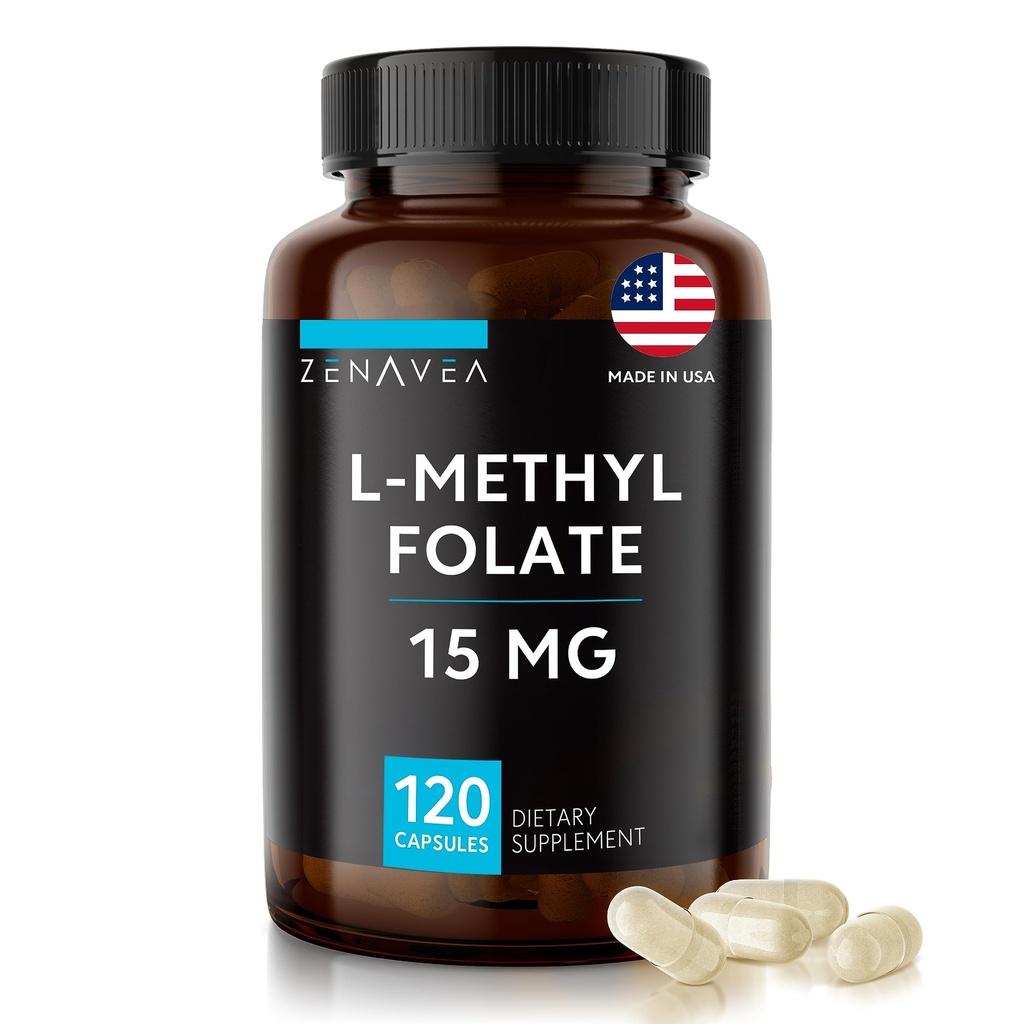 L-methylfolaat 15mg - L Methylfolaatsupplement, 5-MTHF voor foliumzuurdeficiëntie - Max Absorptie en potentie - l-methylfolaat 15 mg - Methylfolaat 15 mg - 120 Vegan Capsules, Non-GMO Glutenvrij