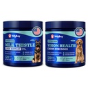 Ensemble de bien-être pour les yeux et le foie des chiens – Soutien de la vision Chews with Antioxidants and Omega-3s Plus Lait Thistle Detox Chews with NAC and Curcumin – Natural Daily Health Support for Dogs of All Breeds