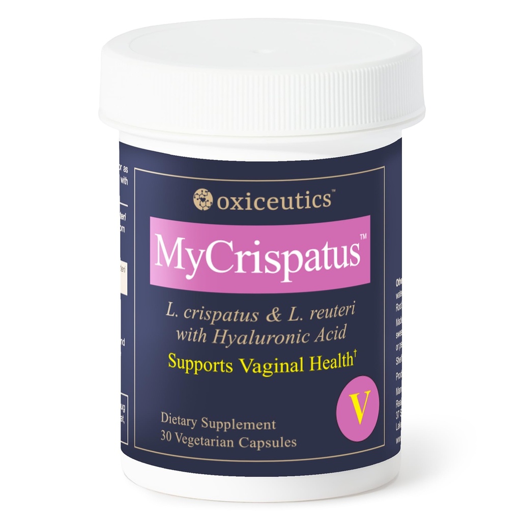 MyCrispatusTM Probiotique – High CFU L. crispatus + L. reuteri LRDRTM + acide hyaluronique – par Dr William Davis – double usage : produits laitiers oraux et fermentés – 30 gélules