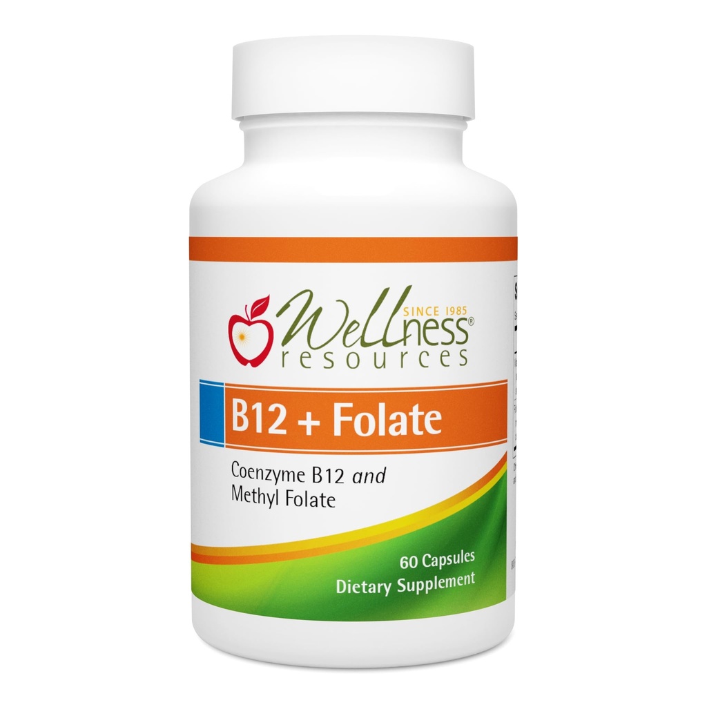 Ressources de bien-être B12 et supplément de folate - Méthyl B12 1000 et folate méthylé pour haute absorption, sans gluten, supplément de soutien immunitaire, B12 et folate pour MTHFR, 5-MTHF