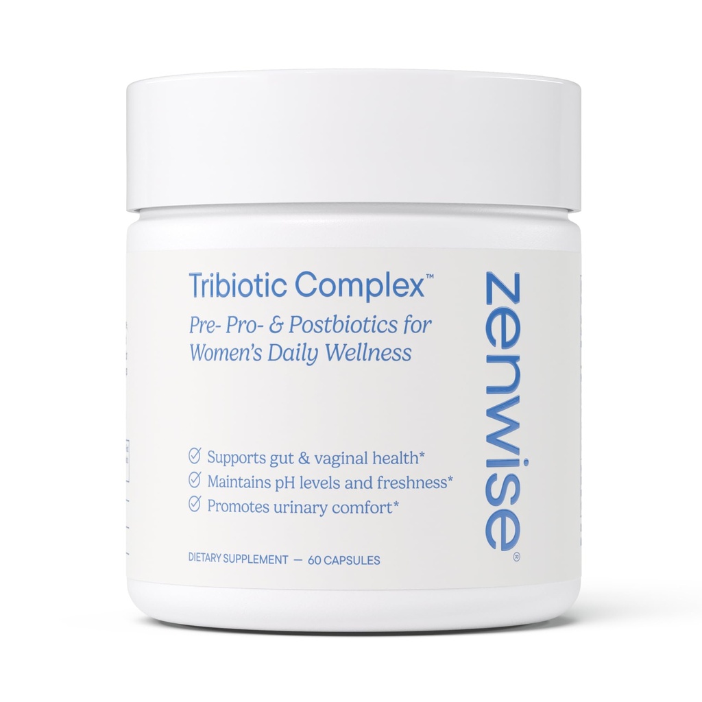 Zenwise Health Womens Triobiotic Complex Supplement for Digestief, Gut Flora & Vaginal Health - Daily Probiotics for Women with Digestief Supports Bloating & Gas Relief - 60 Tel.