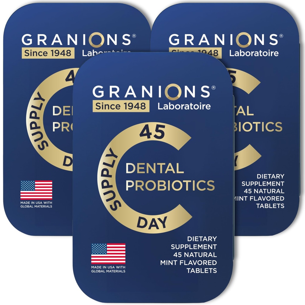 Menthes probiotiques buccales - 3 milliards d'UFC pour les probiotiques dentaires pour les dents et les gencives - Meilleur rafraîchissement respiratoire avec Lactobacillus Salivarius - Probiotiques buccaux pour la mauvaise haleine -135 comprimés en étain