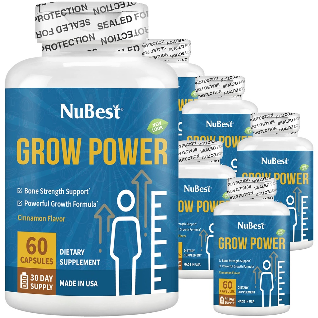 Groei Power Hoogte Groei - Krachtige Hoogte Groei Formule voor Kinderen (10+) & Tieners - Ondersteunt gezonde Hoogte Groei, Algemene Gezondheid met Calcium, Vitamine D3, Fosfor, Magnesium & Meer - 6 Pack