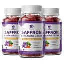 10-in-1 Saffron Gummies Supplements with L-Theanine 200mg, GABA, Ashwagandha, Turmeric, Lutein, Zeaxanthin & Astaxanthin for Mood, Focus & Eye Support Sugar Free, Vegan, Berry Flavor, 3 Pack