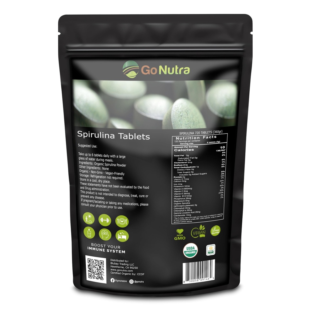 Go Nutra Organische Spirulina Tabletten 