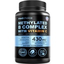 Complexe de la vitamine B 9-en-1 - Multivitamine méthylée avec B12 méthylcobalamine, méthylfolate, L-5-MTHF et vitamine C - Complexe de la vitamine B méthylée pour les femmes et les hommes - Sans OGM, sans gluten et végétalien (90 portions)