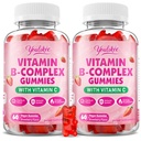 2 Pack Vitamine B-Complex Gummies for Women & Men, Methyl B12, B1, B2, B3, B5, B6, B7 & B9 - Vitamine B Complex with Vitamin C supports Energy & Immune Function, Strawberry Flavor, 120 Count