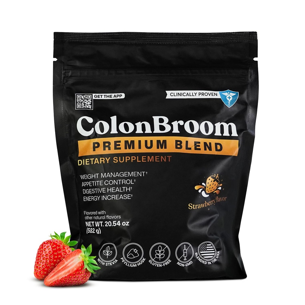ColonBroom Premium Weight Management Supplement (Strawberry, 90 portions) - Colon Broom Psyllium Husk Fibre en poudre - Sans gluten, sans OGM Colon Cleanse for Bloating Relief & Gut Health