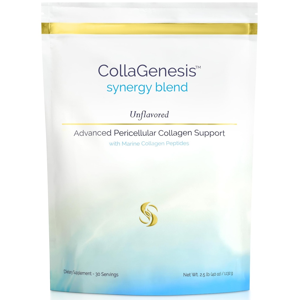 CollaGenesisTM – Système complet de soutien du collagène – Peptides de collagène marin, 25g de protéines, MSM et acide hyaluronique, profil complet de l'acide amino, 18 vitamines et minéraux – non aromatisé – 2,5 lb