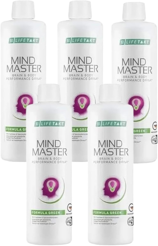 LR Health&Beauty Lifetakt Mind Master Formula Groen Elke dag Natuurlijke behandeling Vrouwen Mannen Set van 5-500 ml./16.9 fl.oz.