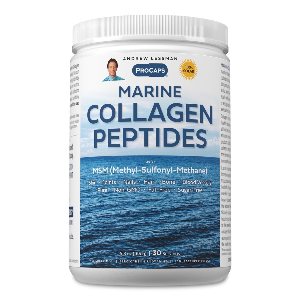 ANDREW LESSMAN Marine Collagen Peptides Powder en MSM 30 Servings - Ondersteunt Radiante Zachte Huid, Comfortabele gewrichten. Puur. Super Oplosbaar Geen Fishy Smaak Geen Additieven Niet-GMO