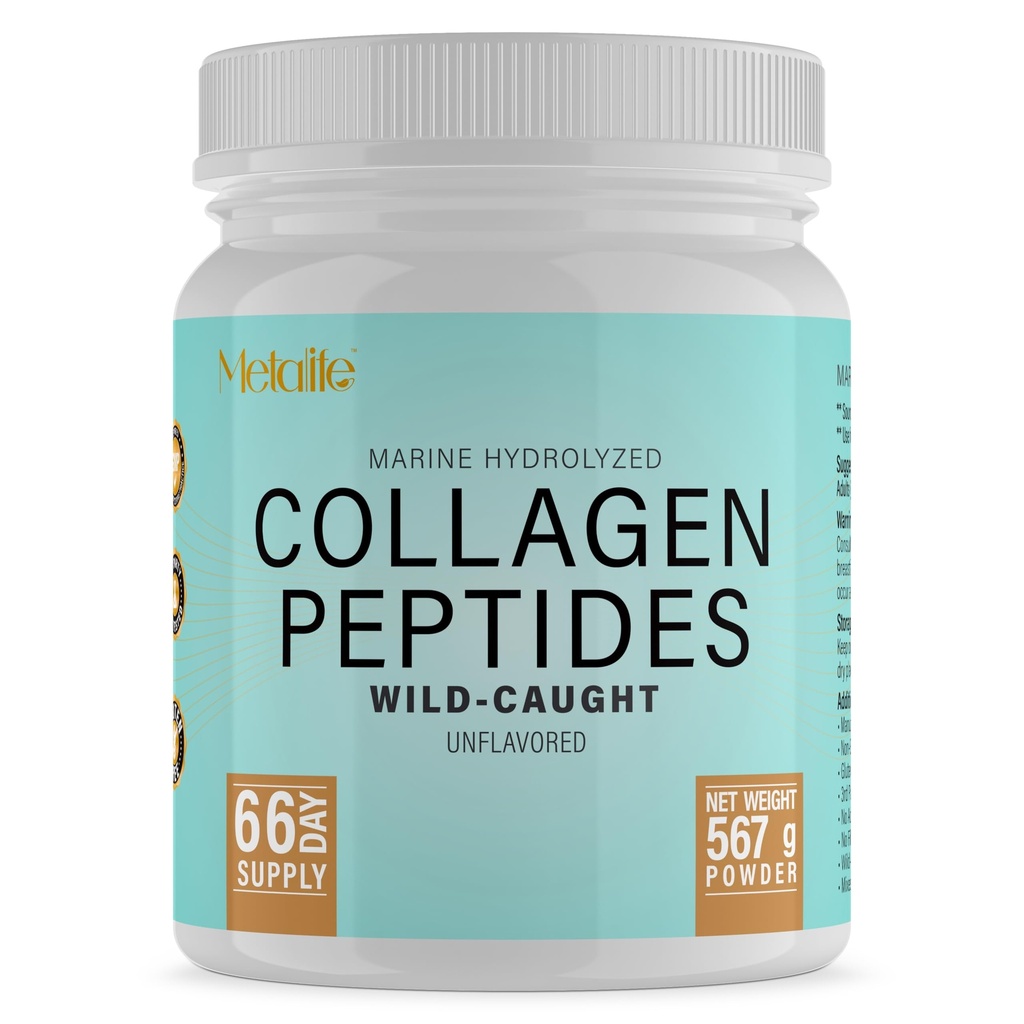 Marine Collageen Poeder 20 Oz, 66 Servers, Gehydrolyseerde Collageen Peptiden, Wild-Caught Vis, Ongearomatiseerd, Made in Canada, Ondersteunt gewrichten, huid, haar & Nails, Premium Protein Supplement