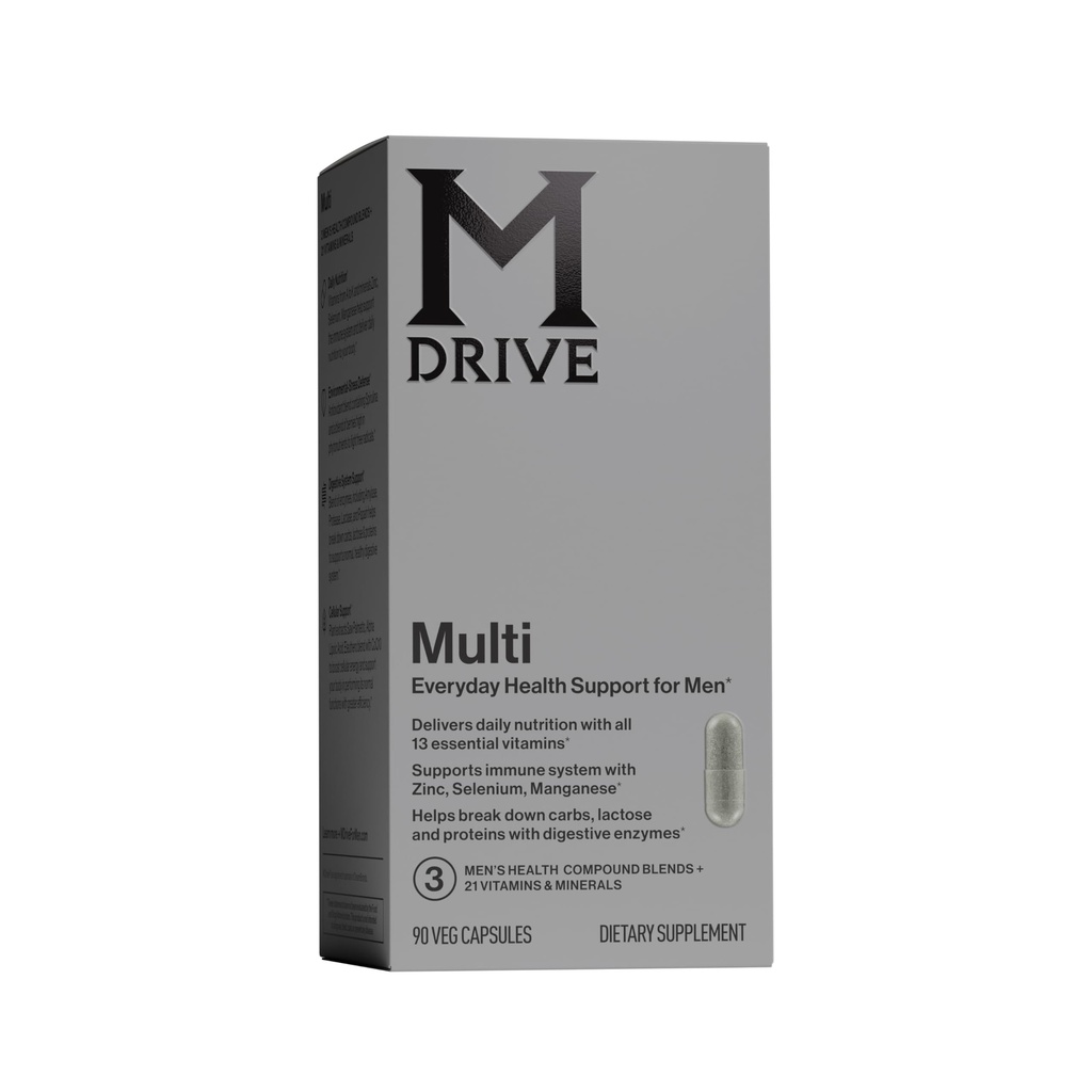 Mdrive Multivitamine voor mannen, Dagelijkse Multivitamine - Immune Health Ondersteuning van Zink, Selenium, Mangaan & Vitamine D, Enzymen voor Digestieve Ondersteuning, CoQ10 voor Energie en Vitamine K2, 90 Capsules
