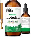 Wild & Organic Lobelia Tinctuur - Herbal Lung Cleanse and Detox - Liquid Lobelia Extract Supplement - Vegan, Sugar & Alcohol-Free Herb Drops - 2 fl oz