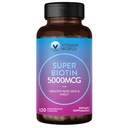 Vitamine World Super Biotin 5000 mcg. 120 Capsules, B Vitamine, Cheveux, Peau et Nails, Rapid-Release, Sans gluten