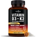 NIEUWE AGE Vitamine D3 5.000 IE + K2 MK-7 100 mcg - 2-in-1 bot, immuun- en hartondersteuning, gemakkelijk doorslikken, niet-GMO - 60 capsules