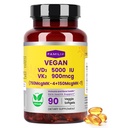 FAMILI+ 90 jours Vitamine végane D3 5000IU +K2 900Mcg Softgel avec huile de noix de coco MCT.
