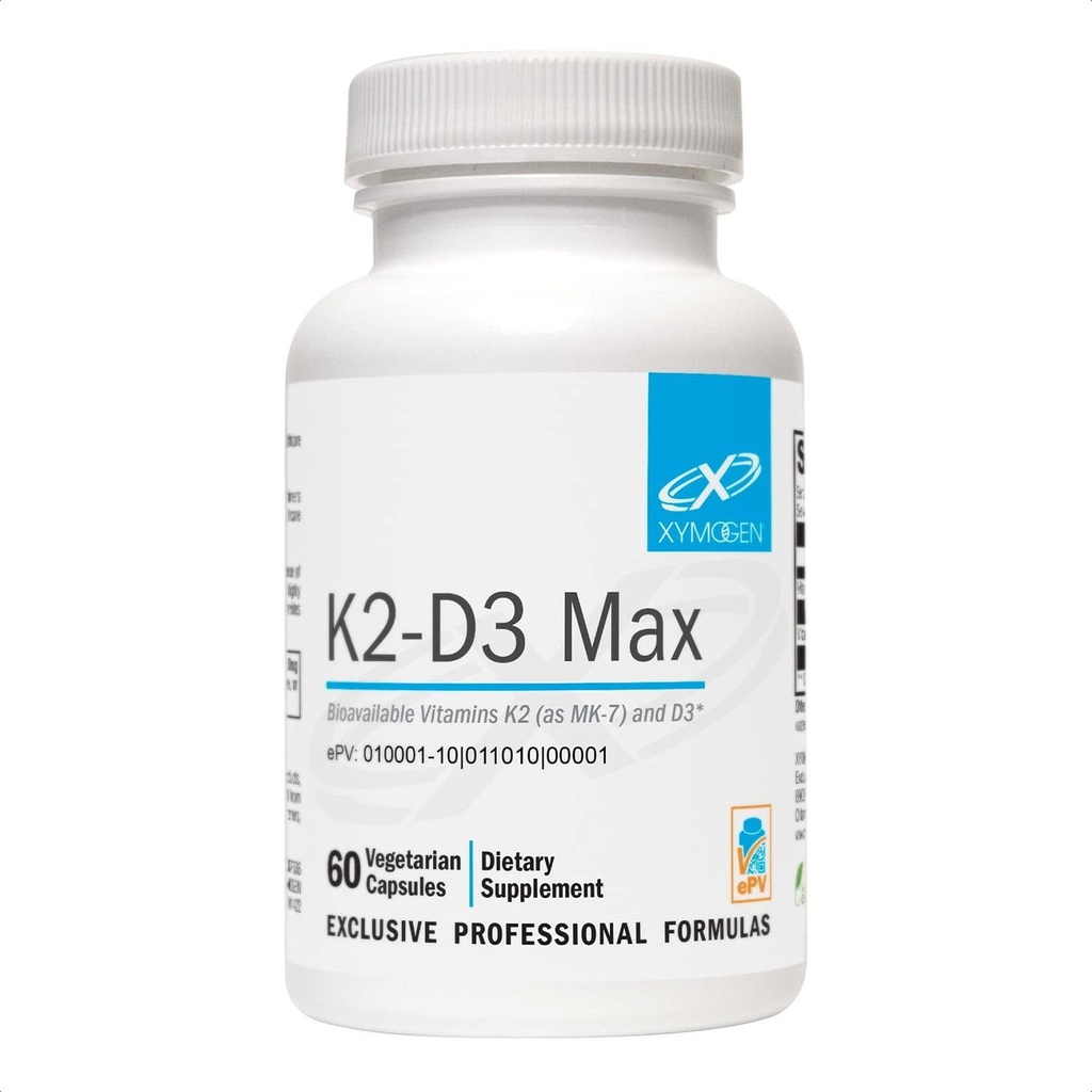 XYMOGEN K2-D3 Max - Vitamine D3 K2 Supplement voor Bone & Immune Support* - Hoge sterkte K2 MK-7 - Non-GMO, Glutenvrije, Vegetarische - 60 capsules