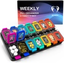 Extra Large Weekly pil Organizer 2 keer per dag - luchtdichte pil doos 7 Dag - Am Pm Vitamine Case - Medicine Container Twee weken supplement houder dagelijkse medicatie opslag XL Tweemaal Med Sorter schattig