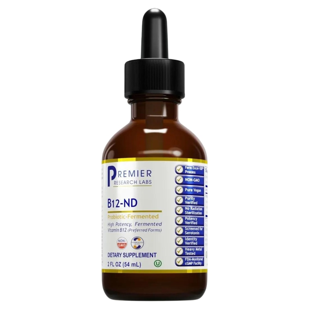Premier laboratoire de recherche B12-ND - Vitamine B12 Liquide, B12 Sublingual, B12 Vitamines, B12 Gouttes, B-12 Teinture avec méthylcobalamine, Adenosylocobalamine, Hydroxcobalamine, 1000 mcg B12 par portion - 2 Fl Oz
