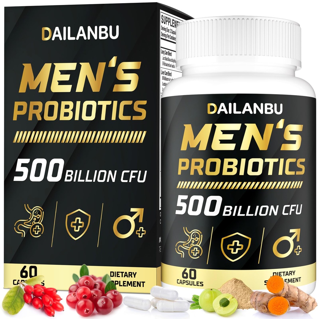 Probiotics for Men 500 Billion CFU, 16 IN 1 Advanced Mens Probiotics for Digestive Health, lmmune & Metabolism, Prostate & Urinary, Gut Health - Men's Probiotic with Turmeric, Cranberry, Goji, 60 Caps