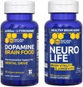 NATUURLIJKE STAKKEN NeuroLife + Dopamine Brain Food Bundle - Ondersteunt Mental Drive & Brain Longevity* - 120 Totaal Capsules