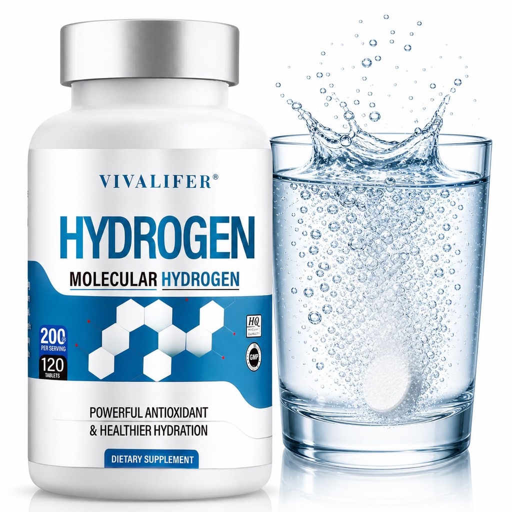 H2 Molecular Hydrogen Water Tablets, 120 Tablets Magnesium Supplement for Drinking Water Supports Cellular Energy and Brain Function, Non-GMO, Gluten Free