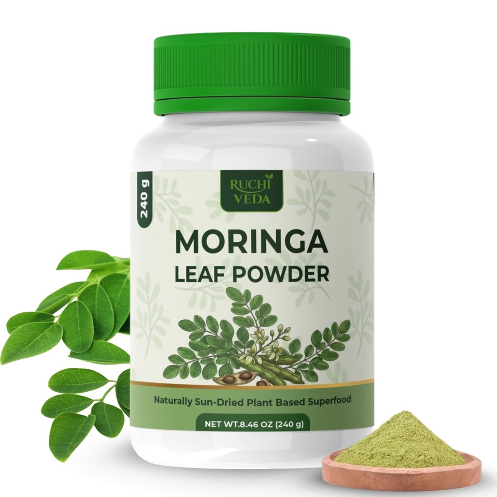 Moringa Leaf Powder 8.46 oz – Raw Sun-Dried Superfood, Vegan Plant-Based Green Powder, Nutrient Dense Daily Wellness Supplement for Smoothies, Tea & Cooking