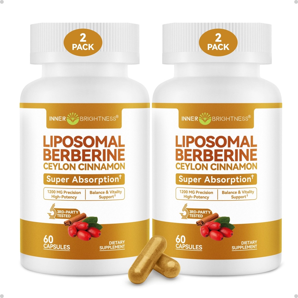 Liposomal Berberine with Ceylon Cinnamon - High-Absorption Berberine Supplement, GLP-1 Friendly, Natural Body Balance Support - Made in USA, Lab Tested, Non-GMO, 120 Veg Capsules