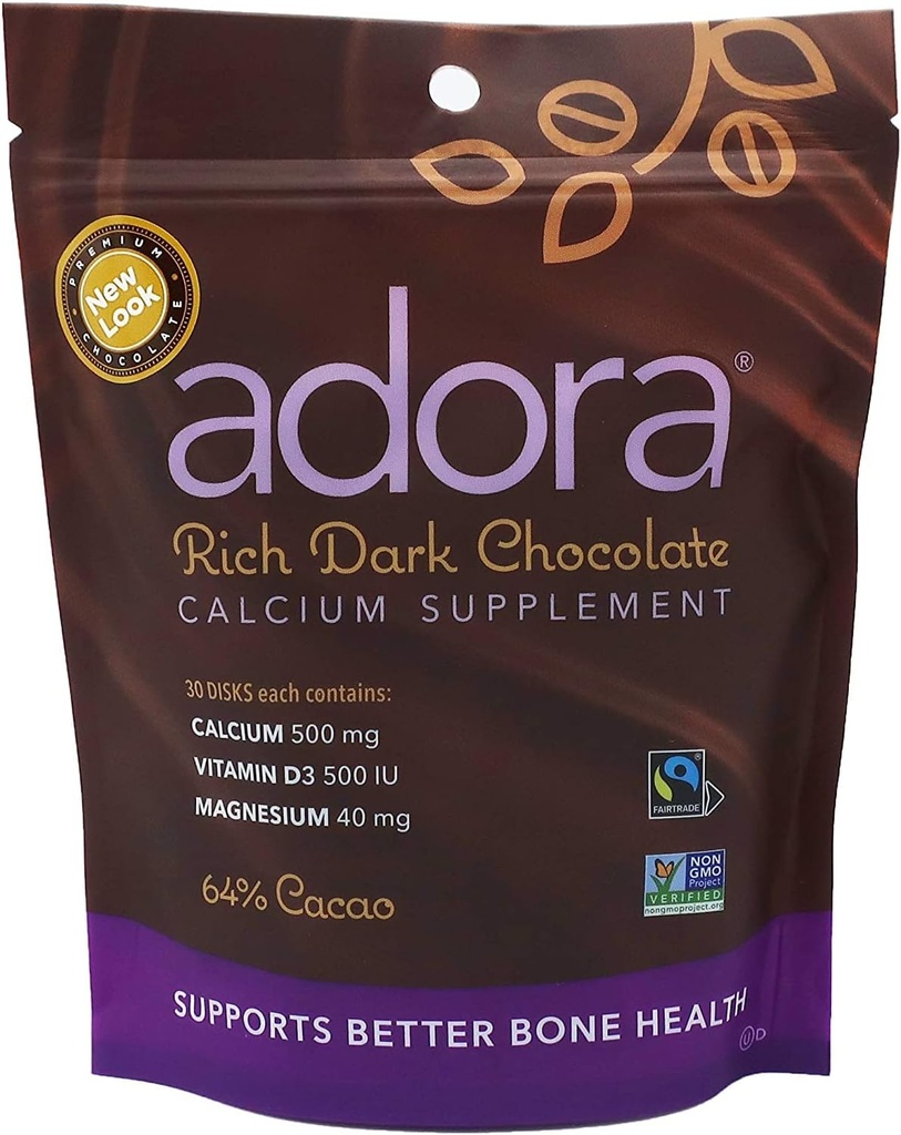 Adora - Calciumsupplement Dark Chocolate, 30 ct (verpakking van 6)