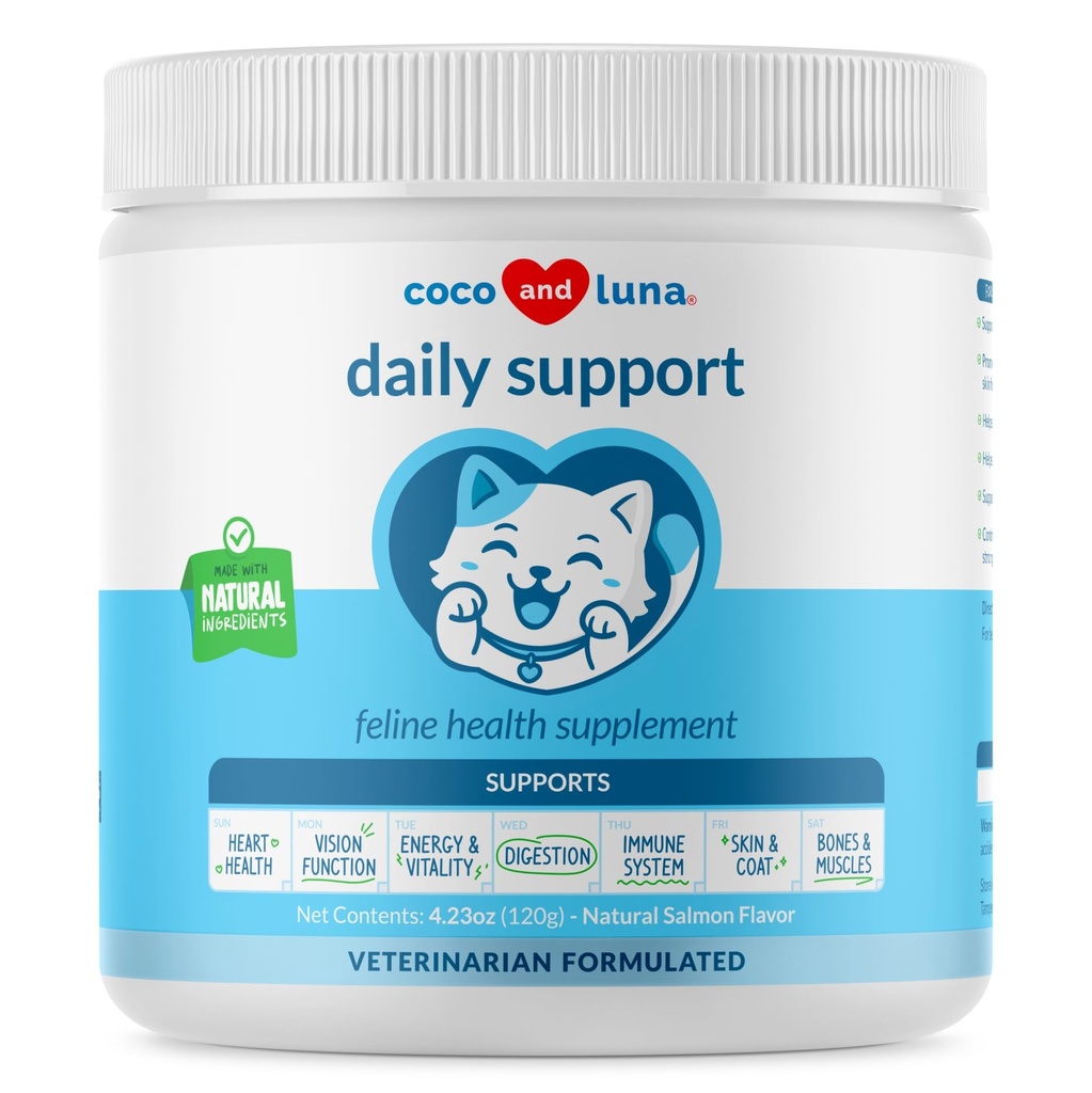Multivitamine voor katten - 4oz Powder - L-Lysine, Taurine, en Spirulina voor Immune Support and Eye Health - Visolie en vitamines voor huid en hart gezondheid. (voor katten)