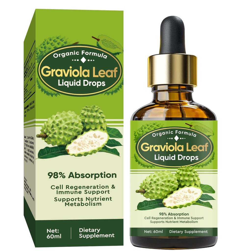 Soursop Bitters Liquid, Serene Herbs Soursop Bitters for Cellular, Immune, Skin, Digestive, Herbal Extracts for Overall Health-Enhancing, Vegan, Non-GMO, 2 Fl Oz