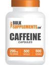 BulkSupcomplements.com Cafeïne 200mg Capsules - Supplement voor Energie Boost, Cafeïne Pillen 200mg - Glutenvrij, 1 Capsule per Serving, 500 Tellen (Pack of 1)