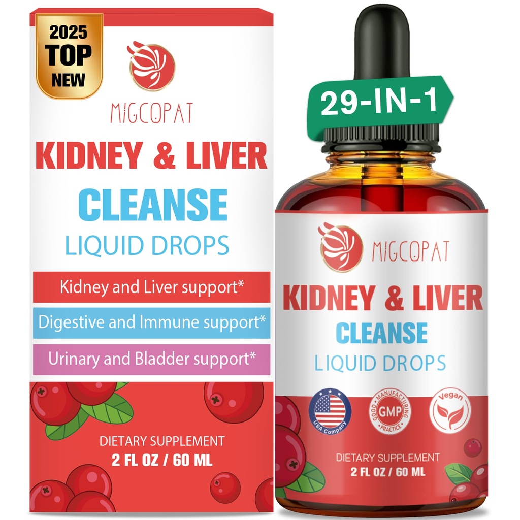Nier en lever Reiniging Detox & Repair Drops, Cranberry en Milk Thistle Supplement met Artichoke, Astragalus, Horsetail 