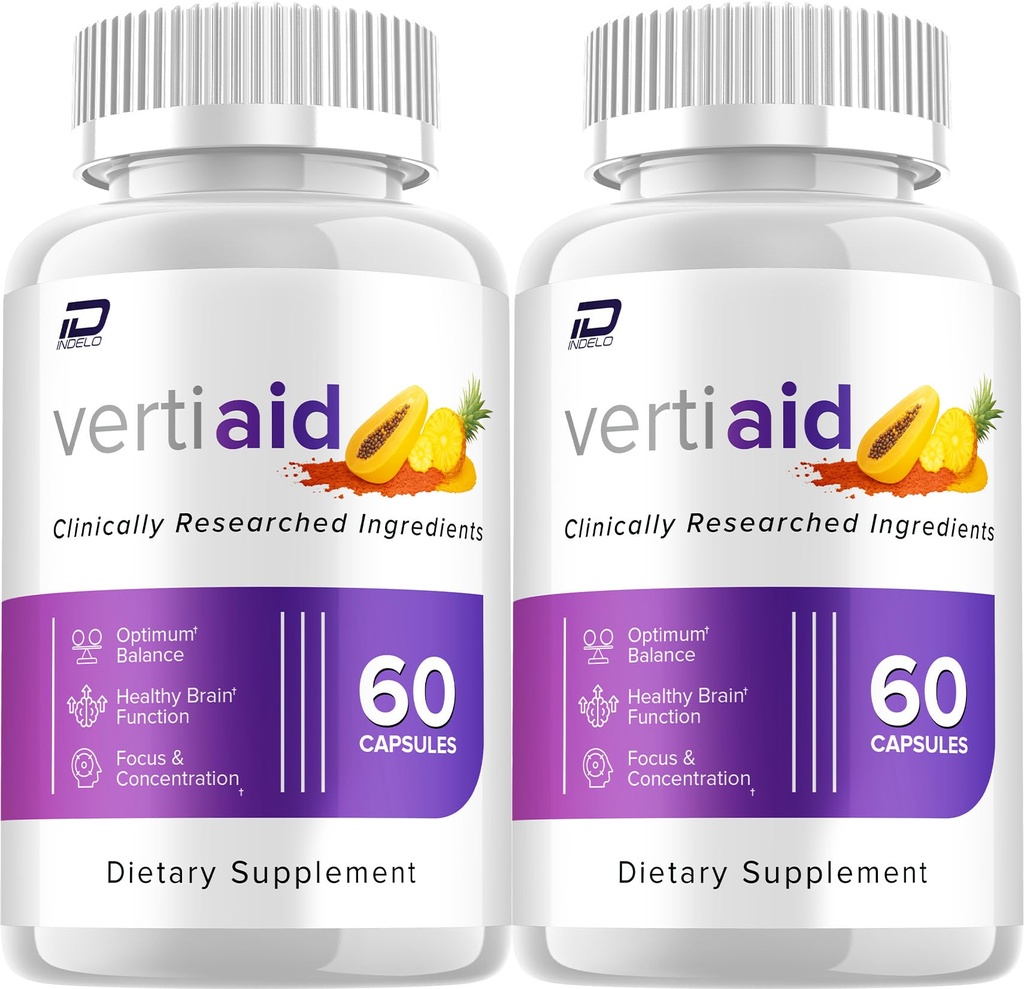 VertiAid Supplement Capsules – VertiAid Natural Blend Formula Focus Memory Support and Reviews (2 Pack – 120 Capsules)