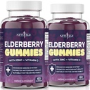 NIEUWE AGE (2-pack) Premium Vlierbessen Gummies voor volwassenen Kinderen met vitamine C, zink, propolis - Sambucus Black Vlierbessen Gummy Extract - Glutenvrij & vegetarisch - 120 Gummies