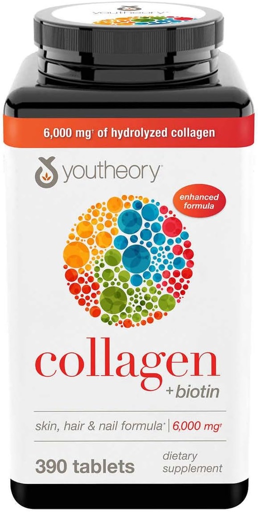 Youtheory Collageen Plus Biotin, 390 tabletten (5 verpakkingen)